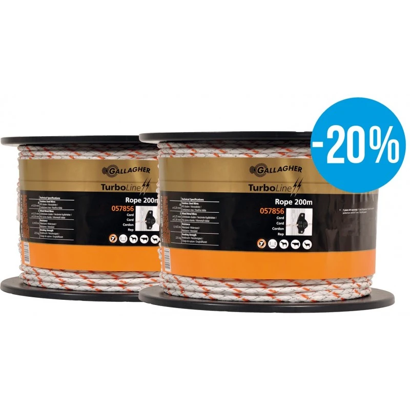 Gallagher DuopackTurboline Cord Wit 2X200M 1 Gallagher DuopackTurboline Cord Wit 2X200M